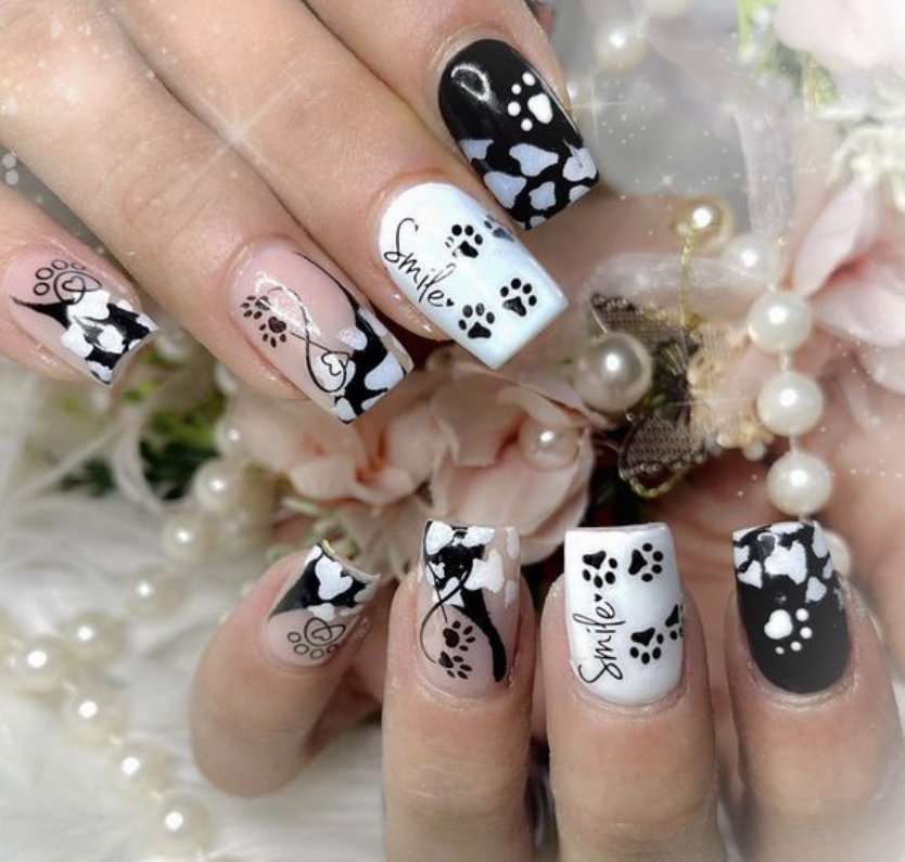 3x Stick On Nail Slides - Selbstklebende Nail Sticker Katzen / Cats(SONS-97)