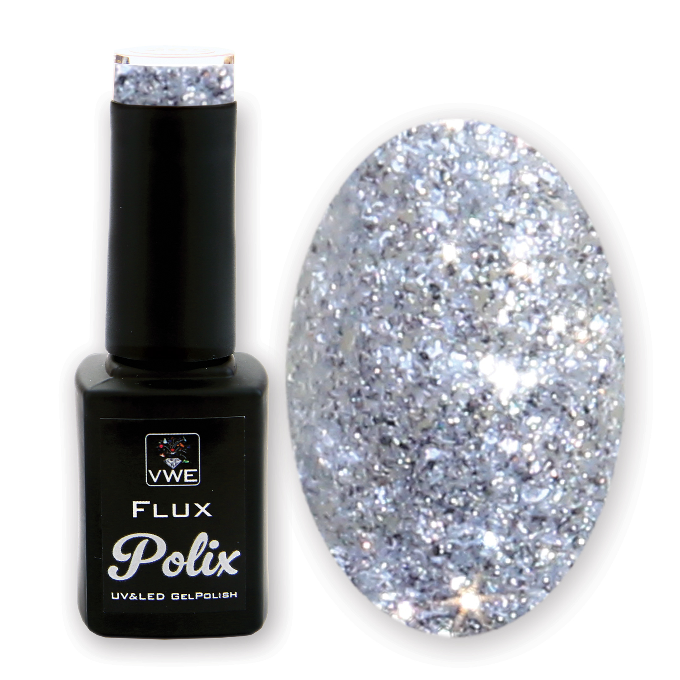 UV Gel Polish, UV Nagellack, GelLack chrome glitter silver, 10ml