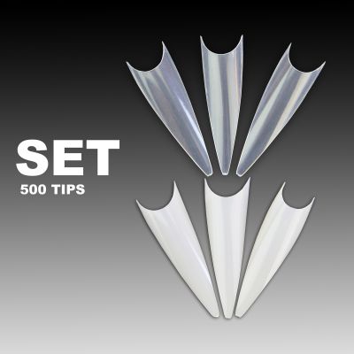 Stilletto Tips Set - 500 tips, 10 sizes, 50 tips per size