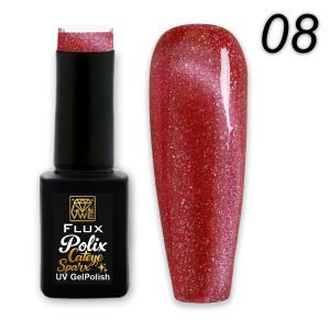 UV/LED Gel Polish Flux Polix Cateye Sparx -  08 ruby sparx, 12ml