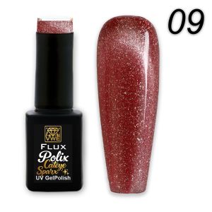 UV/LED Gel Polish Flux Polix Cateye Sparx -  09 bordeaux sparx, 12ml