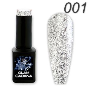 UV/LED Gel Polish Flux UV Polix Glam Cabana - 01 glam white silver, 12ml