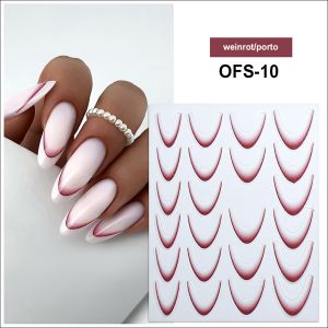 Ombre French Sticker - 10 weinrot-braun
