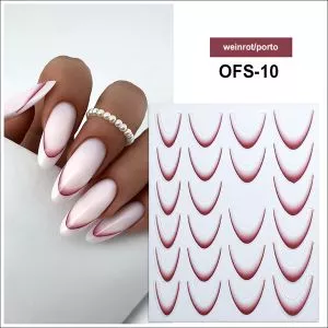 Ombre French Sticker - 10 weinrot-braun