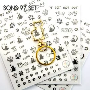 Stick On Nail Slides Katzen-NailSticker und Katzenclip