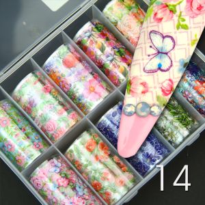 Nail Art Foil Transfer Set - 14 flower parade