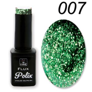 UV/LED Gel Polish - Flux Polix Glitter, 12ml - 007 green glitter