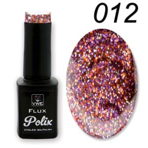 UV/LED Gel Polish - Flux Polix Glitter, 12ml - 012 pink-orange-lilac glitter