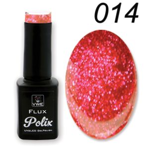 UV/LED Gel Polish - Flux Polix Glitter - 014 hot pink glitter, 12ml