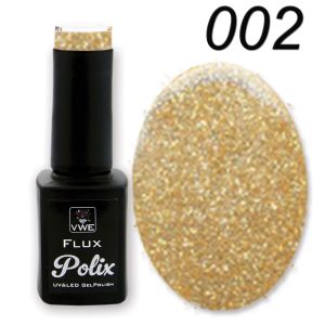 UV/LED Gel Polish - Flux Polix Glitter - 002 pure glitter gold, 12ml