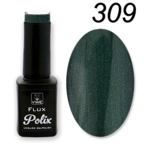 UV/LED Gel Polish Flux UV Polix - 309 jungle aurora blue, 12ml