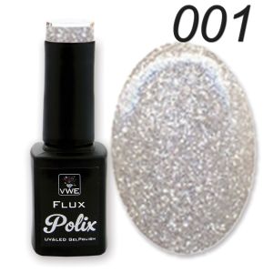 UV/LED Gel Polish - Flux Polix Glitter, 12ml - 001 Pure Glitter Silver