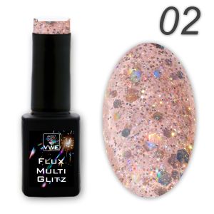UV/LED Gel Polish Flux UV Polix Multi Glitz - 02 gold glitz, 12ml