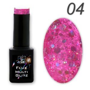 UV/LED Gel Polish Flux UV Polix Multi Glitz - 04 fuchsia glitz, 12ml