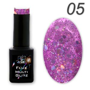 UV/LED Gel Polish Flux UV Polix Multi Glitz - 05 purple glitz, 12ml