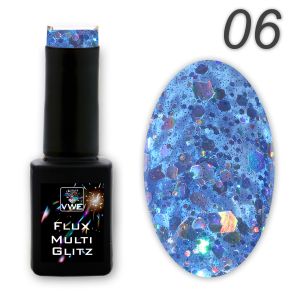 UV/LED Gel Polish Flux UV Polix Multi Glitz - 06 blue glitz, 12ml