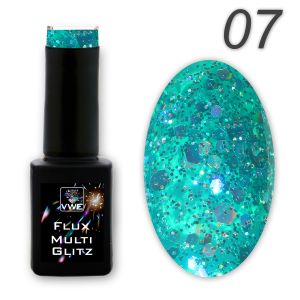 UV/LED Gel Polish Flux UV Polix Multi Glitz - 07 green glitz, 12ml