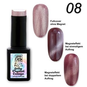 UV/LED Gel Polish Flux Polix Jelly Crystal Cateye -  08 crystal cold rosewood, 12ml