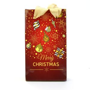 XMAS Geschenktütchen aus glänzend kaschiertem Papier - rot/gold