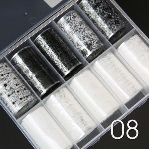 Nail Art Foil Transfer Set - 08 black and white