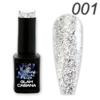 UV/LED Gel Polish Flux UV Polix Glam Cabana - 01 glam white silver, 12ml