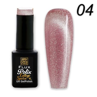 UV/LED Gel Polish Flux Polix Cateye Sparx -  04 pink rose sparx, 12ml