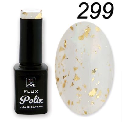 UV/LED Gel Polish Flux UV Polix - 299 milkbath gold flakes, 12ml