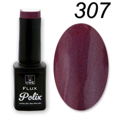 UV/LED Gel Polish Flux UV Polix - 307 bordeaux aurora blue, 12ml