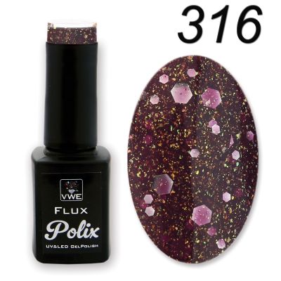 UV/LED Gel Polish Flux UV Polix - 316 pixie aubergine, 12ml