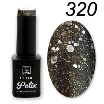 UV/LED Gel Polish Flux UV Polix - 320 pixie ebony, 12ml
