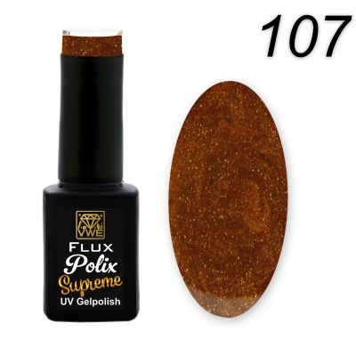 UV/LED Gel Polish Flux Polix Supreme - 107 sparkling hot chocolate, 12ml
