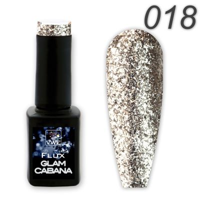 UV/LED Gel Polish Flux UV Polix Glam Cabana - 18 glam silver, 12ml