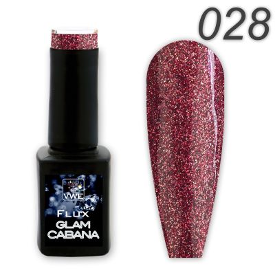 UV/LED Gel Polish Flux UV Polix Glam Cabana - 28 glam red wine, 12ml