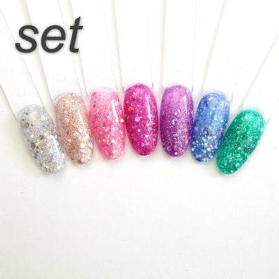 UV/LED Gel Polish Flux UV Polix Multi Glitz SET - Alle 7 Farben