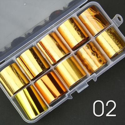 Nail Art Foil Transfer Box Sets - 02 PRISMATIC HOLO GOLD