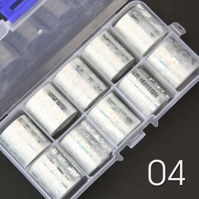 Nail Art Foil Transfer Box Sets - 04 TRANSPARENT SILVER