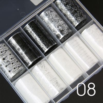 Nail Art Foil Transfer Set - 08 black and white