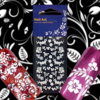White Flowers Nail Art Stickers