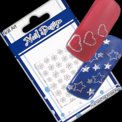 Silver Glitter Nail Art Stickers
