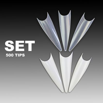 Stilletto Tips Set - 500 tips, 10 sizes, 50 tips per size